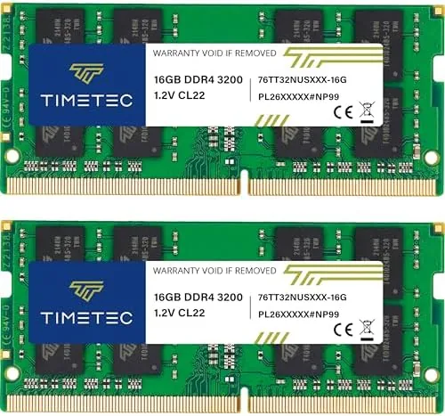 Overview of the Timetec Premium 32GB KIT (2x16GB) DDR4 3200MHz (PC4-3200AA) PC4-25600 SODIMM