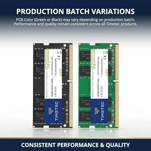 The Timetec Premium 32GB KIT (2x16GB) DDR4 3200MHz (PC4-3200AA) PC4-25600 SODIMM compared in context