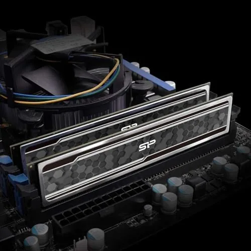Silicon Power RAM modules installed in a desktop motherboard