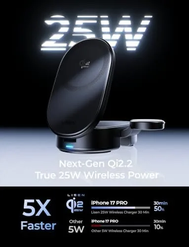 Close look at the LISEN [Ultra-Fast 25W] 3-in-1 Charging Station for Apple, Qi2.2 25W build quality
