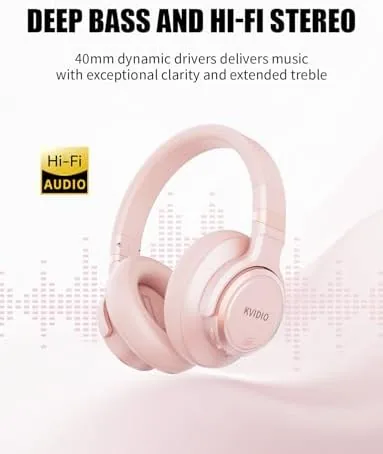 The KVIDIO Hybrid Active Noise Cancelling Headphones, Wireless Bluetooth Headphones Over in real use