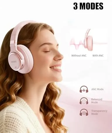 Another view of the KVIDIO Hybrid Active Noise Cancelling Headphones, Wireless Bluetooth Headphones Over