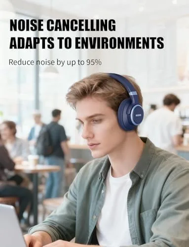 Close look at the KVIDIO Hybrid Active Noise Cancelling Headphones, 70 Hours Playtime Bluetooth build quality