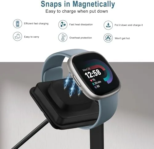 Another view of the Charger for Fitbit Sense/Sense 2/Versa 3/Versa 4 Smartwatch Charging Stand