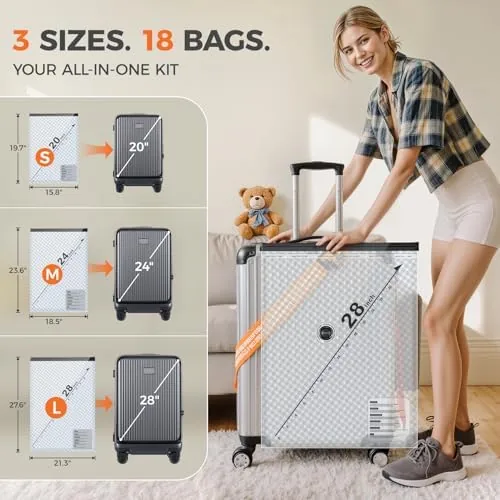 The 18-Pack Vacuum Bags for Travel with Rechargeable Pump, 3 Sizes in real use