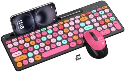 Colorful Wireless Keyboard and Mouse Combo - Round Keycaps, 2.4GHz Retro Typewriter Keyboard with Review: Tested and Rated