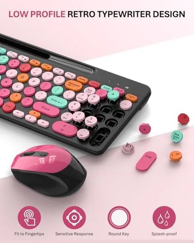 Close look at the Colorful Wireless Keyboard and Mouse Combo - Round Keycaps, 2.4GHz build quality