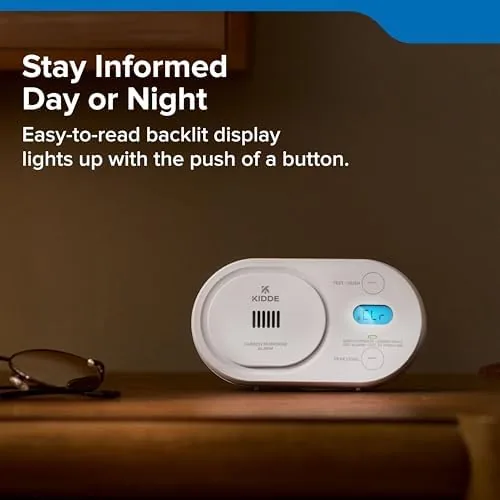 The Kidde Carbon Monoxide Detector, AA Battery-Powered, COBD | Digital Backlit in real use