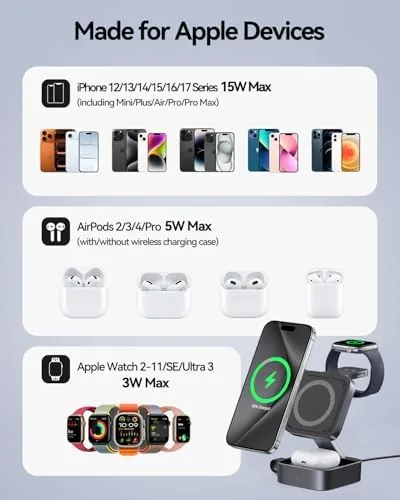 Another view of the 3 in 1 Wireless Charging Station for Apple Devices, Magnetic