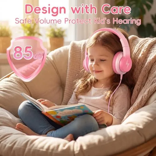Detail shot of the Candy Bila USB C Kids Headphones for School,Wired Over-Ear for features
