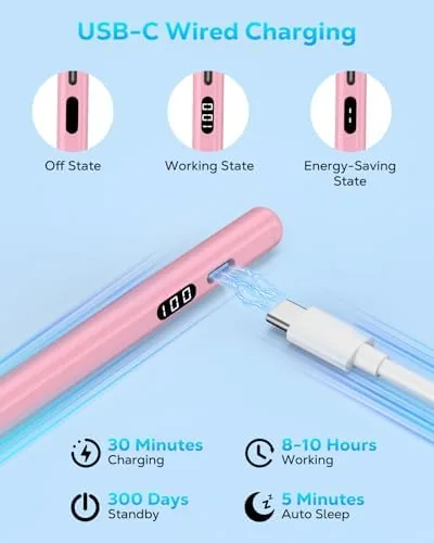 Another view of the Moko Stylus Pen for iPad 2018-2026, USB-C Charge Pencil with