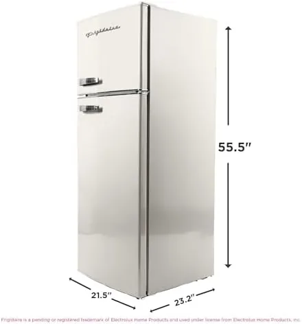 The EFR753 refrigerator next to a small mini fridge for a side by side size comparison