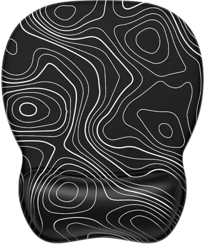 MROCO Ergonomic Mouse Pad Gel Wrist Rest, 9.4 x 8.1 in, Black Topographic | Review: Tested and Rated