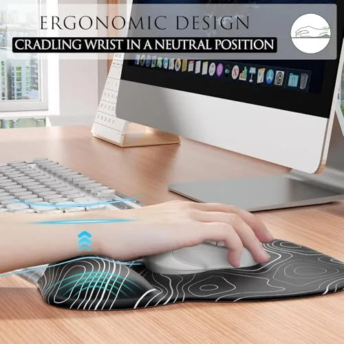The MROCO Ergonomic Mouse Pad Gel Wrist Rest, 9.4 x 8.1 in real use