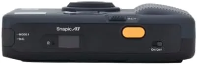 The Snapic A1 next to a disposable camera showing the reusable design difference