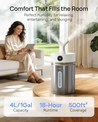 Close look at the Feekaa Stainless Steel Humidifier, 4L/1Gal Cool Mist Humidifiers for Bedroom build quality