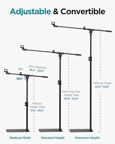 Close look at the InnoGear Mic Stand Floor Microphone Stand with Boom Arm for build quality