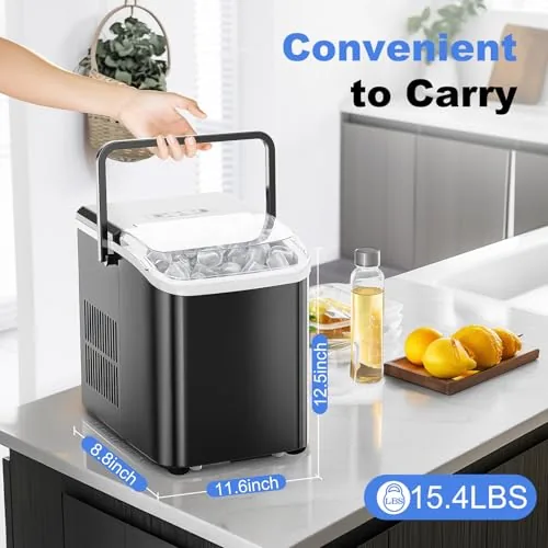 The NEWBULIG ice maker next to a smaller budget unit showing the size difference