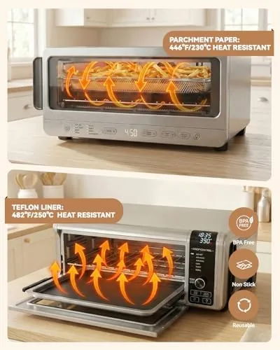 The 140PCS Air Fryer Liners for Ninja Flip Toaster Oven & in real use