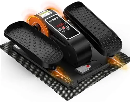 The under desk electric elliptical positioned under an office desk