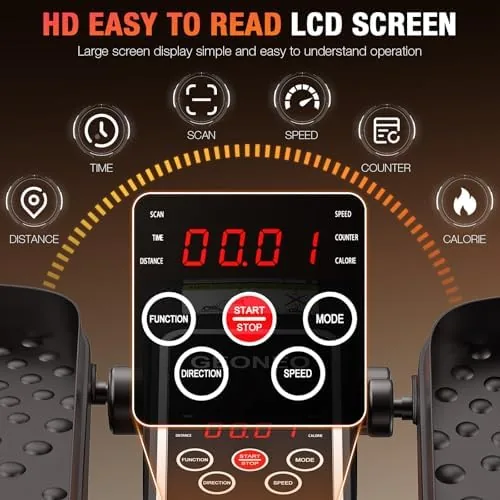 The electric elliptical beside a manual pedal exerciser for comparison