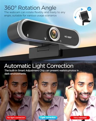 The Webcam 1080P with Microphone & Privacy Cover for PC/Laptop, USB in real use
