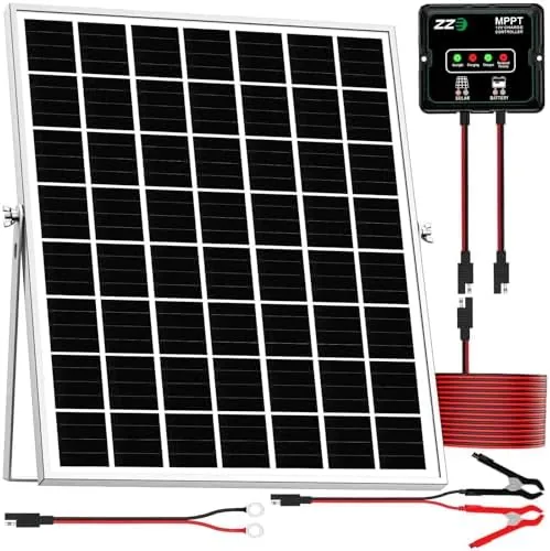 Overview of the Solar Powered Battery Charger Trickle Maintainer, 20W 12V Solar Panel