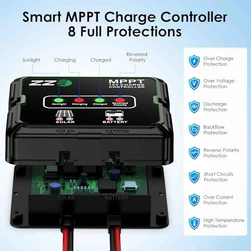 Close look at the Solar Powered Battery Charger Trickle Maintainer, 20W 12V Solar Panel build quality
