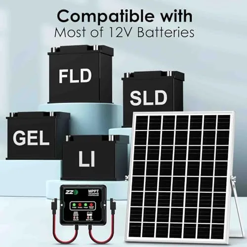 The Solar Powered Battery Charger Trickle Maintainer, 20W 12V Solar Panel in real use
