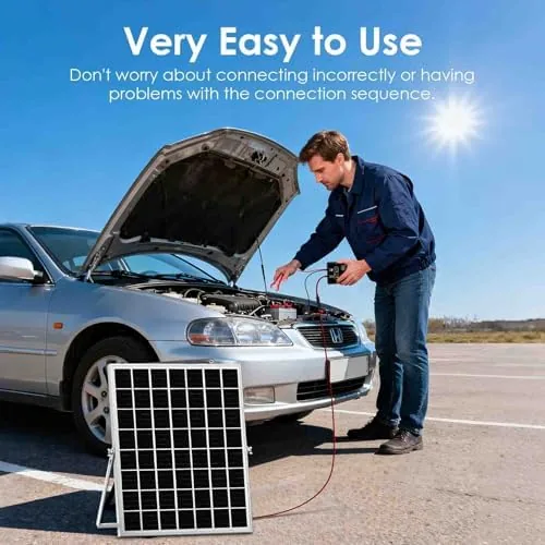 Another view of the Solar Powered Battery Charger Trickle Maintainer, 20W 12V Solar Panel