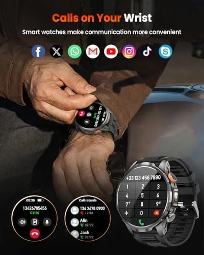 The Military Smartwatch for Men 1000mAh Fitness Tracker Rugged Men Watch compared in context