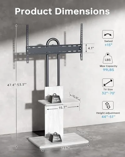 Close look at the Afaloona Floor TV Stand for 32-70" TVs, Height Adjustable, Media build quality