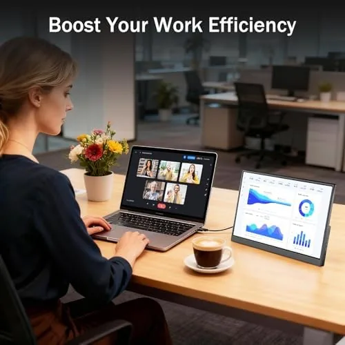 The Portable Monitor 15.6 Inch 1080P FHD USB-C HDMI Ultra-Slim Travel in real use