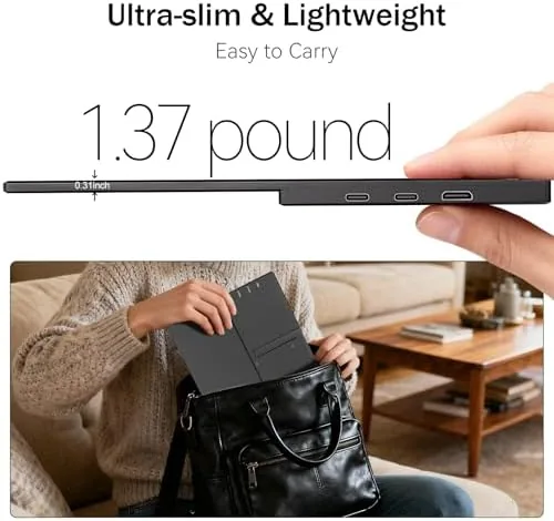 Another view of the Portable Monitor 15.6 Inch 1080P FHD USB-C HDMI Ultra-Slim Travel