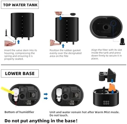 The control panel showing the digital humidity display and the warm and cool mist toggle