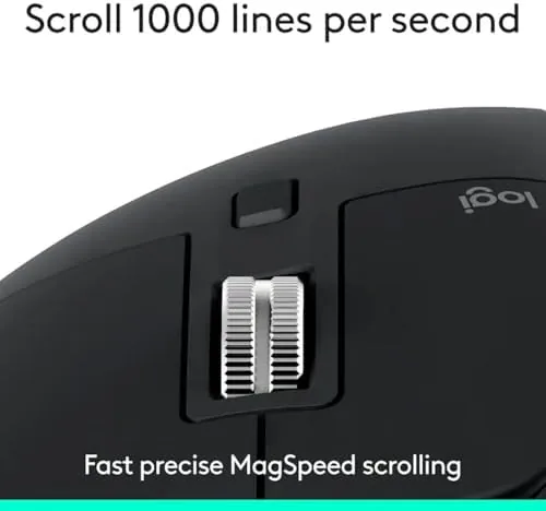 A close view of the thumb wheel and gesture area on the MX Master 3S