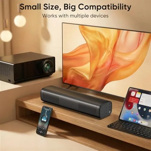 The Saiyin sound bar compared in size against a full length sound bar
