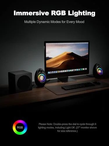 Another view of the Bluedee Computer Speakers with Subwoofer, 2.1 PC Speakers, 80W Peak