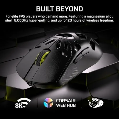 Close up of the magnesium shell texture and the primary mouse buttons