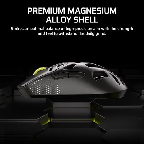 The underside of the mouse showing the sensor and the wireless mode selector