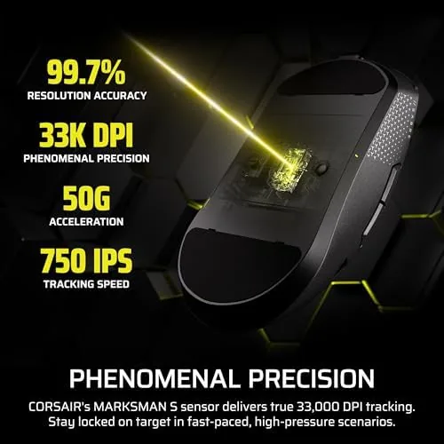 The mouse in use during a long gaming session with the battery level showing in the corner