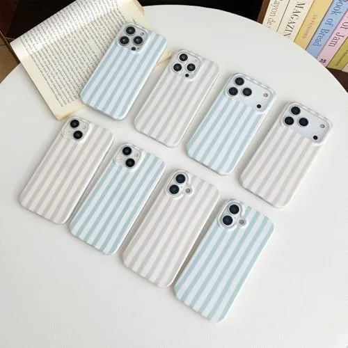 The ZTOFERA Cute Vertical Striped Case for iPhone 13/14,Blue&White | Raised in real use