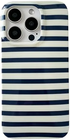 The ZTOFERA Cute Vertical Striped Case for iPhone 13/14,Blue&White | Raised compared in context