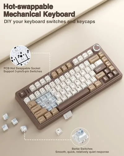 The AULA F75 75% Wireless Mechanical Keyboard, Hot Swappable Creamy Keyboard in real use