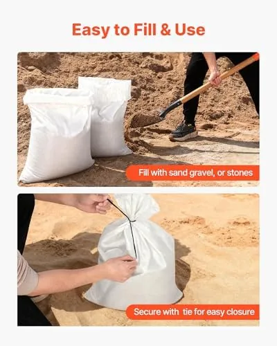 Another view of the VEVOR Heavy Duty Sand Bags, 100 Pack 16" x 26"