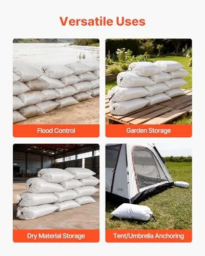 The VEVOR Heavy Duty Sand Bags, 100 Pack 16" x 26" compared in context