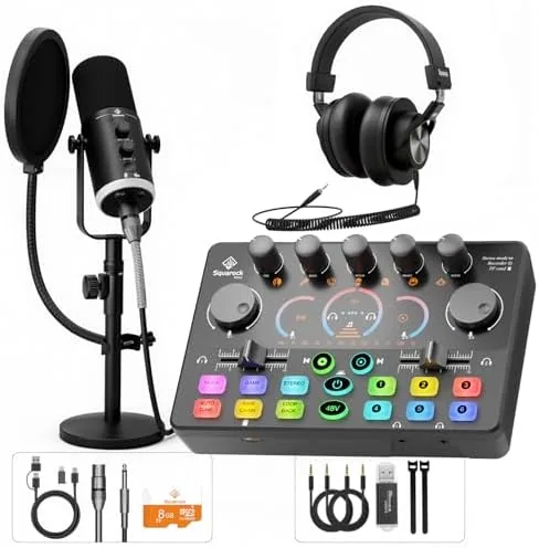 Podcast Equipment Bundle, Dynamic XLR/USB Gaming Microphone & Streaming Audio Mixer with RGB Lights Review: Tested and Rated