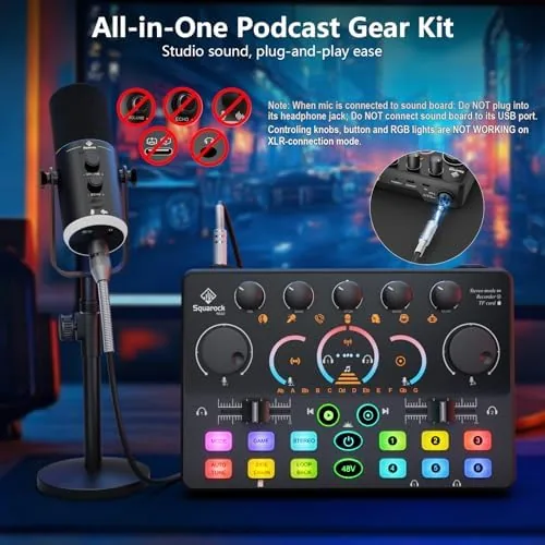 Another view of the Podcast Equipment Bundle, Dynamic XLR/USB Gaming Microphone & Streaming Audio