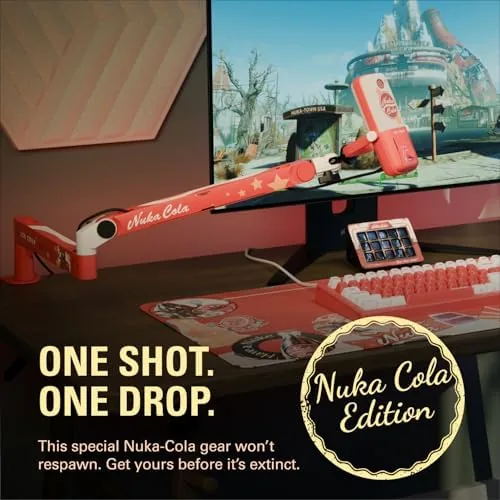 Close look at the Elgato Nuka-Cola Mic Arm LP ,  Fallout Special Edition Low-Profile build quality