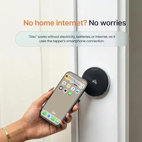 The Disc, Smart Doorbell, Lifetime Free Usage, NFC. (Minimalist, Matte Aluminum) compared in context